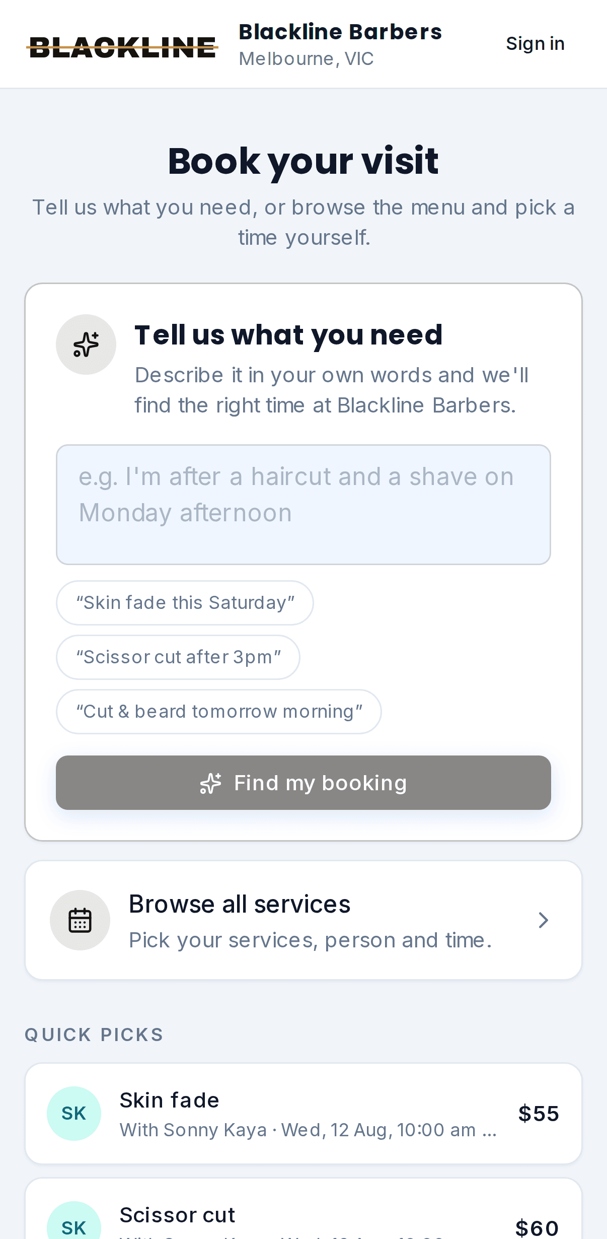 Customers book themselves, any time